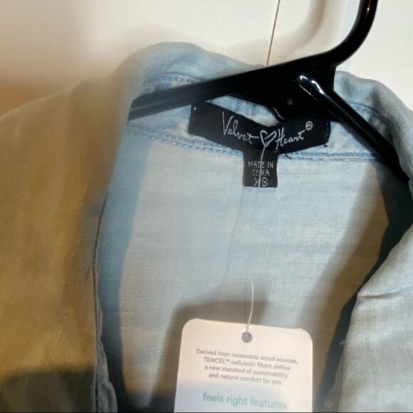 Velvet heart Tencel chambeay denim peplum Dress NWT XS blue b - Picture 8 of 8